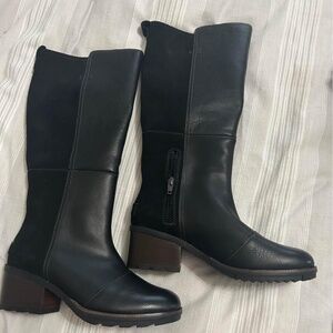 Sorel Cate Tall Black Leather Waterproof Knee High Zip Women's Boots Size 6